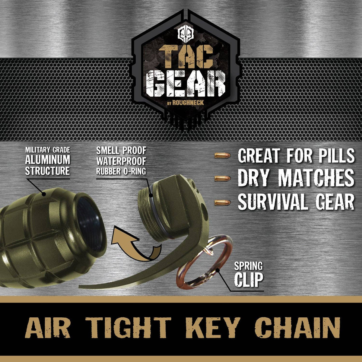 Tac Gear Grenade Air Tight Storage Key Chain