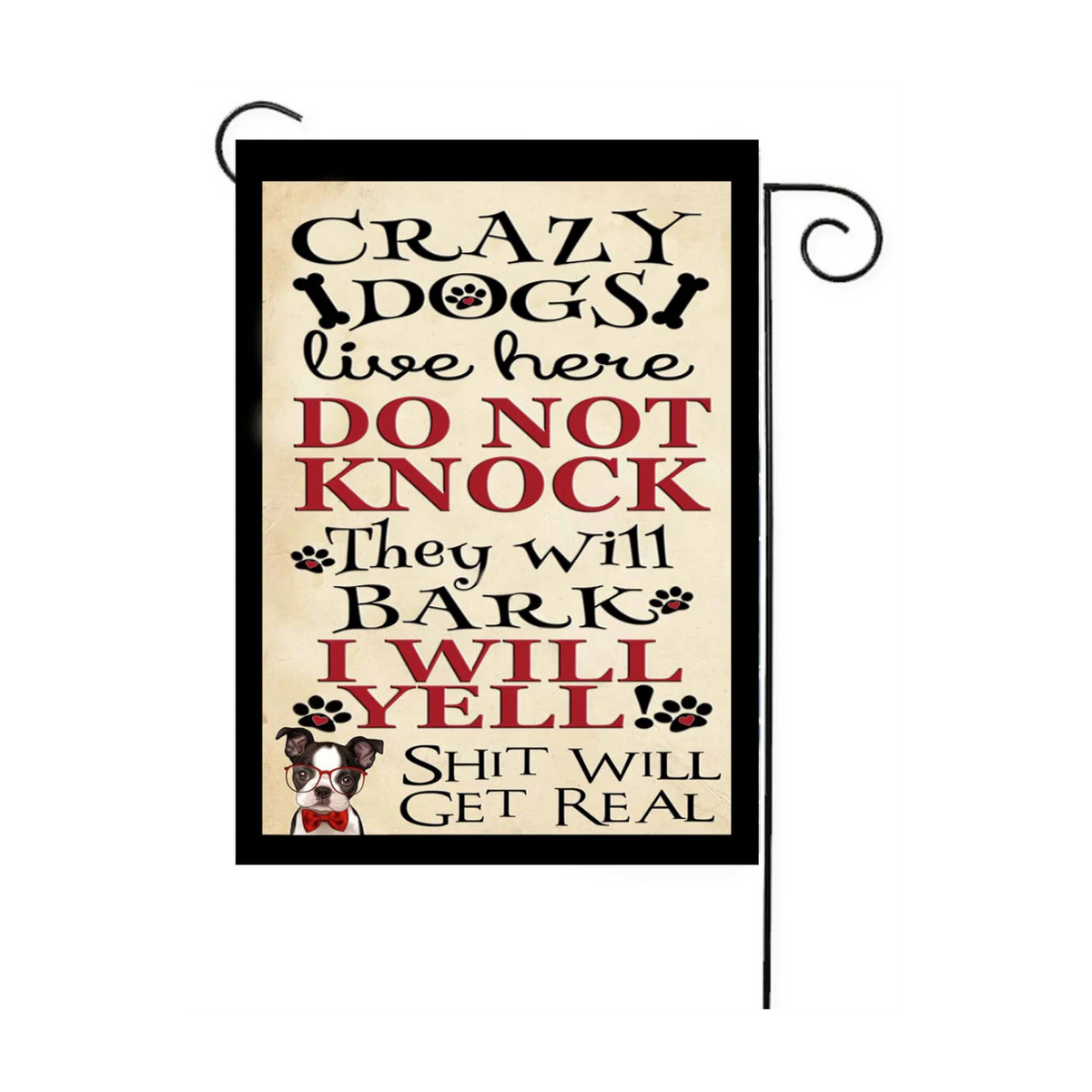 Crazy Dogs Live Here Garden Flag 12x18