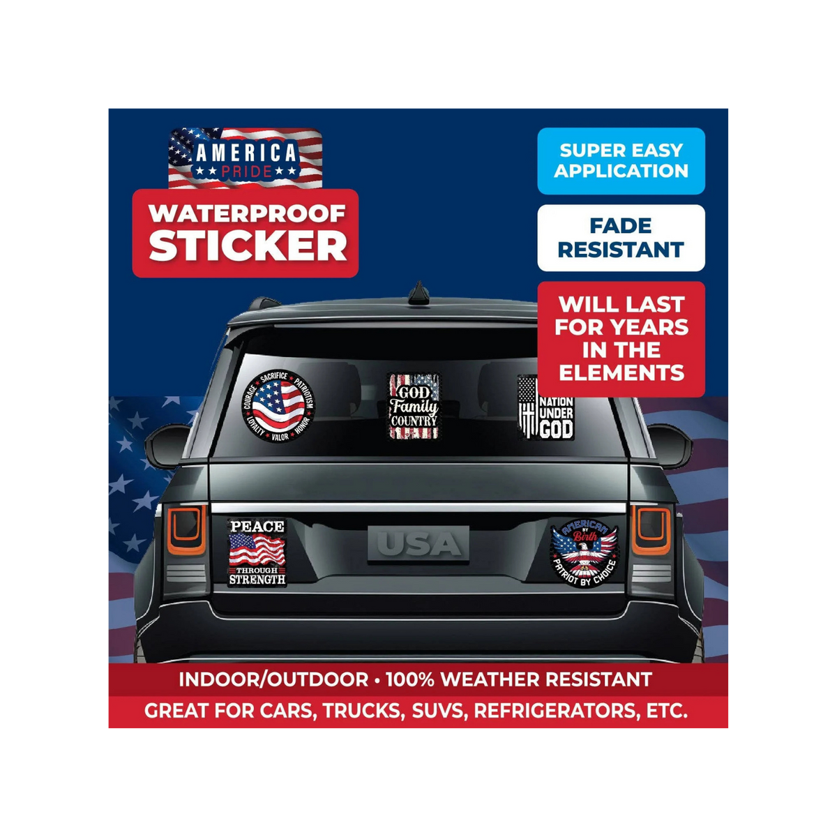 Patriotic Waterproof Flag Decal Sticker