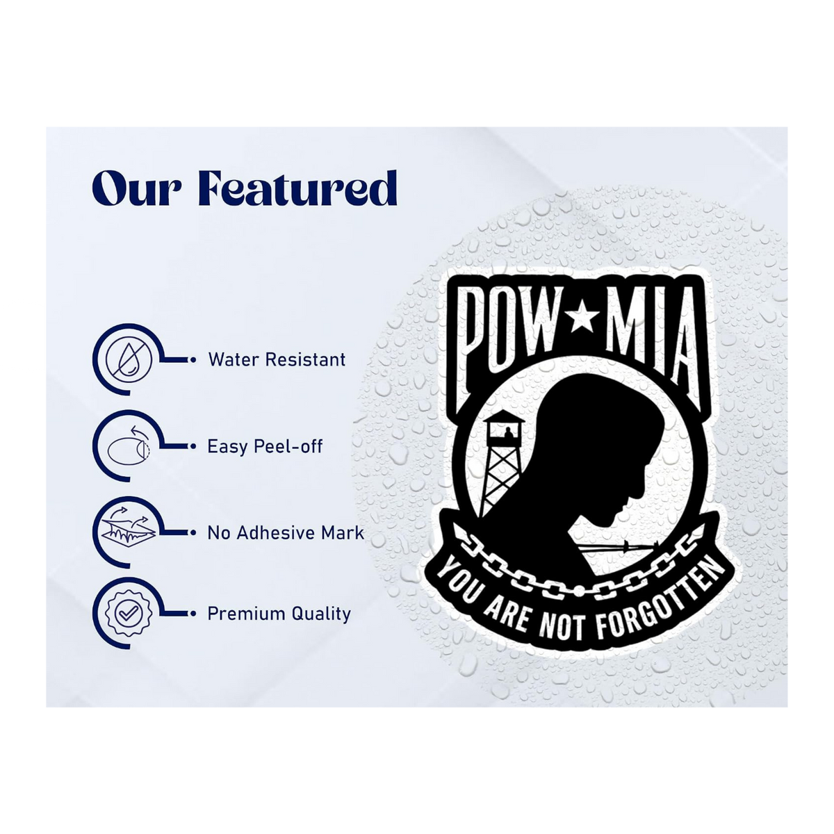 POW MIA Sticker | Waterproof Patriotic Vinyl Sticker