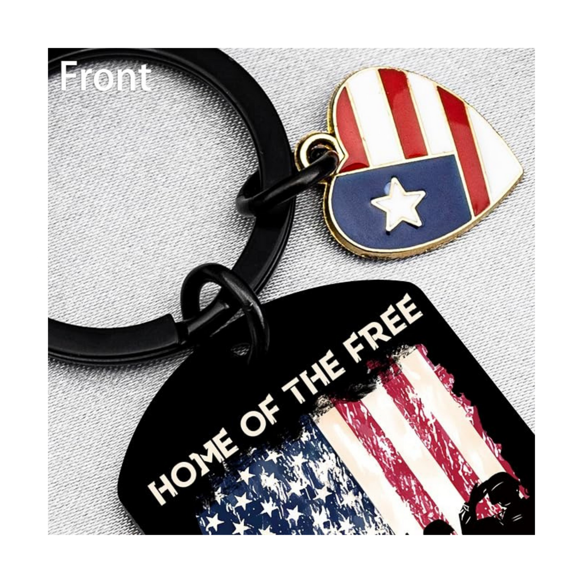 Home of the Free Because of the Brave Keychain | Patriotic Veteran Gift