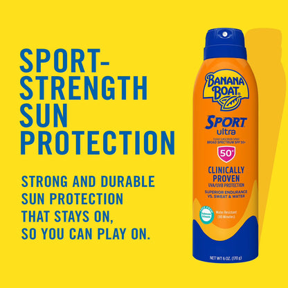 Banana Boat Sport Ultra SPF 50 Sunscreen Spray – 6 oz Water & Sweat Resistant