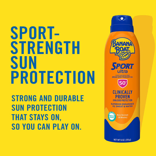 Banana Boat Sport Ultra SPF 50 Sunscreen Spray – 6 oz Water & Sweat Resistant