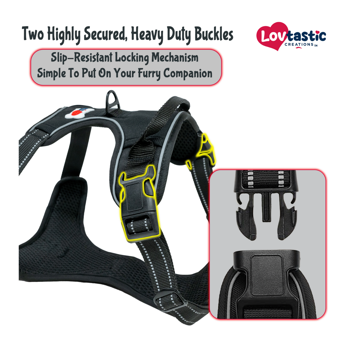 Lovtastic Creations® No-Pull Dog Harness - with Strong & Durable Dog Leash & Free Poopbag Holder 3pcs Set | Reflective No-Choke Pet Harness