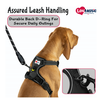 Lovtastic Creations® No-Pull Dog Harness - with Strong & Durable Dog Leash & Free Poopbag Holder 3pcs Set | Reflective No-Choke Pet Harness
