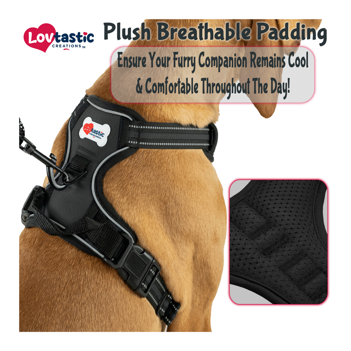 Lovtastic Creations® No-Pull Dog Harness - with Strong & Durable Dog Leash & Free Poopbag Holder 3pcs Set | Reflective No-Choke Pet Harness