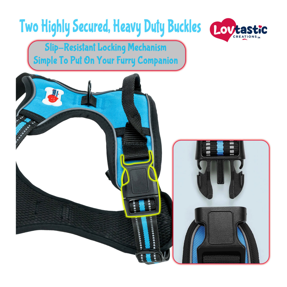 Lovtastic Creations® No-Pull Dog Harness - with Strong & Durable Dog Leash & Free Poopbag Holder 3pcs Set | Reflective No-Choke Pet Harness