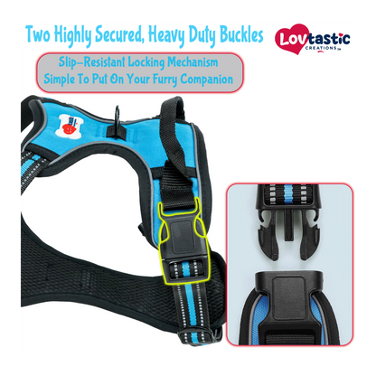 Lovtastic Creations® No-Pull Dog Harness - with Strong & Durable Dog Leash & Free Poopbag Holder 3pcs Set | Reflective No-Choke Pet Harness