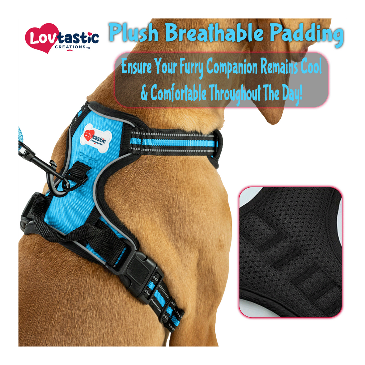 Lovtastic Creations® No-Pull Dog Harness - with Strong & Durable Dog Leash & Free Poopbag Holder 3pcs Set | Reflective No-Choke Pet Harness