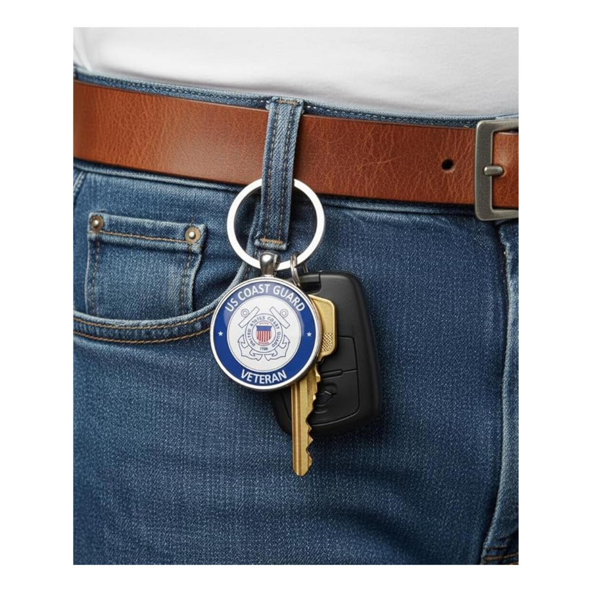 Military Veteran Round Keychain