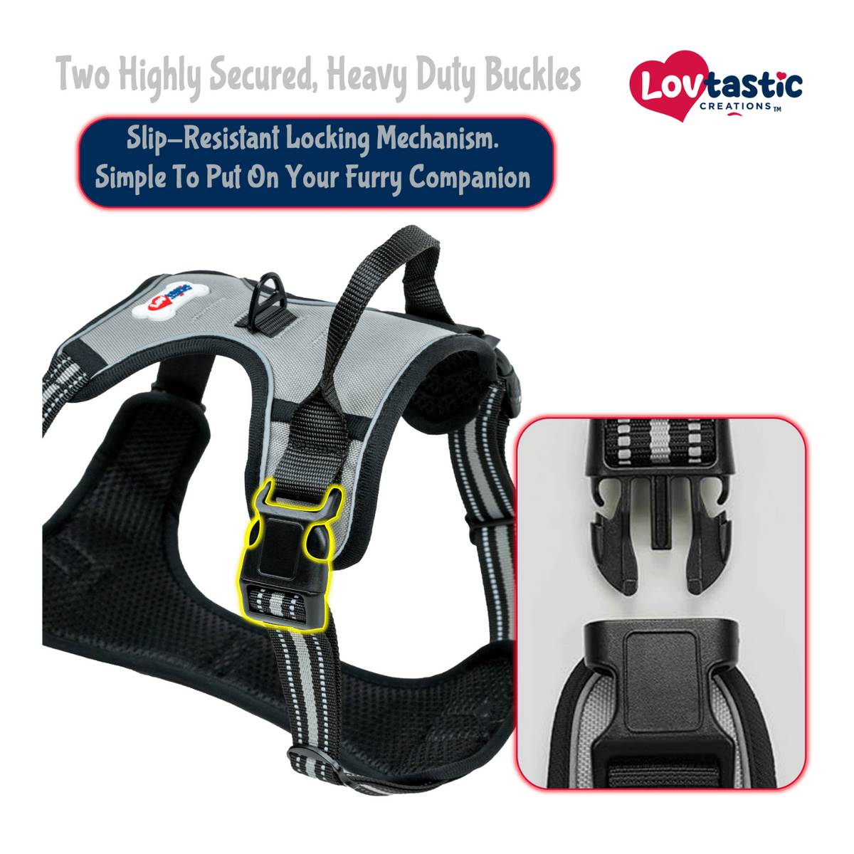 Lovtastic Creations® No-Pull Dog Harness - with Strong & Durable Dog Leash & Free Poopbag Holder 3pcs Set | Reflective No-Choke Pet Harness