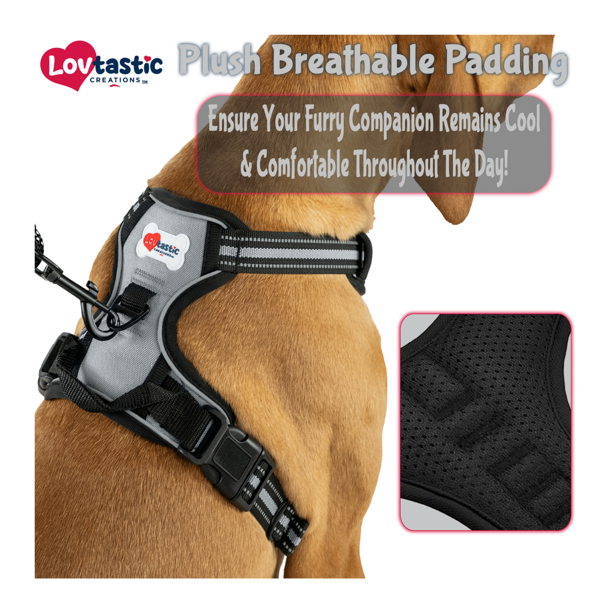 Lovtastic Creations® No-Pull Dog Harness - with Strong & Durable Dog Leash & Free Poopbag Holder 3pcs Set | Reflective No-Choke Pet Harness