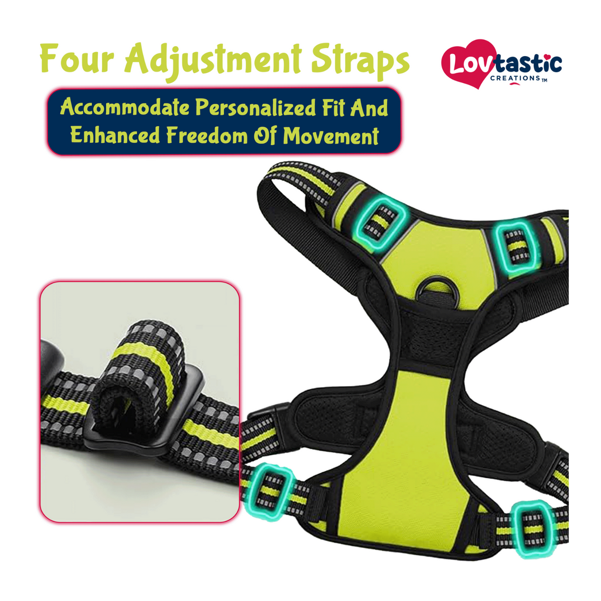 Lovtastic Creations® No-Pull Dog Harness - with Strong & Durable Dog Leash & Free Poopbag Holder 3pcs Set | Reflective No-Choke Pet Harness