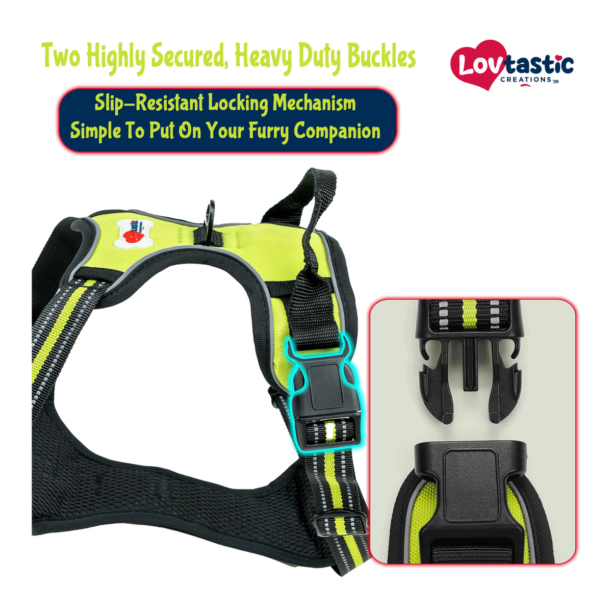 Lovtastic Creations® No-Pull Dog Harness - with Strong & Durable Dog Leash & Free Poopbag Holder 3pcs Set | Reflective No-Choke Pet Harness
