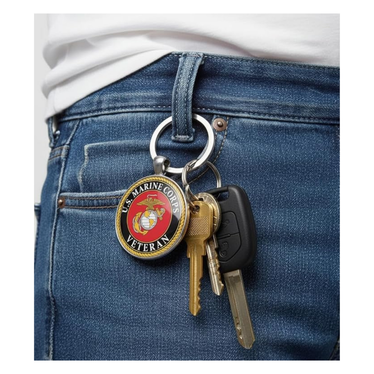 Military Veteran Round Keychain