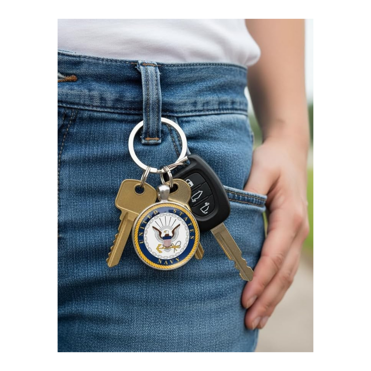 Military Round Keychain