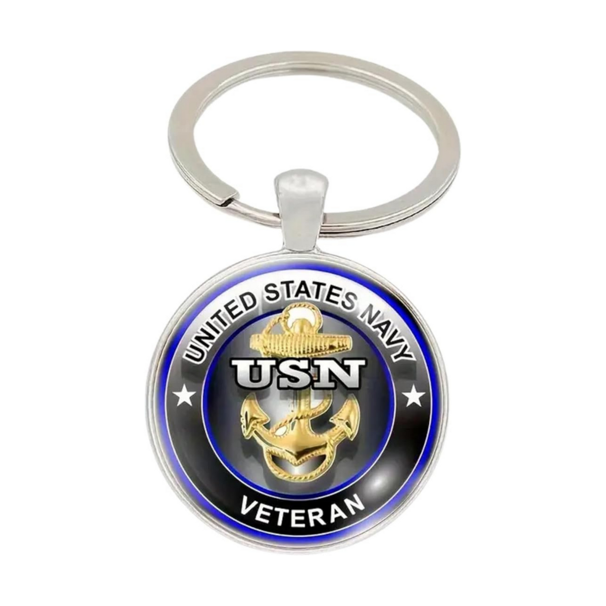 Military Veteran Round Keychain