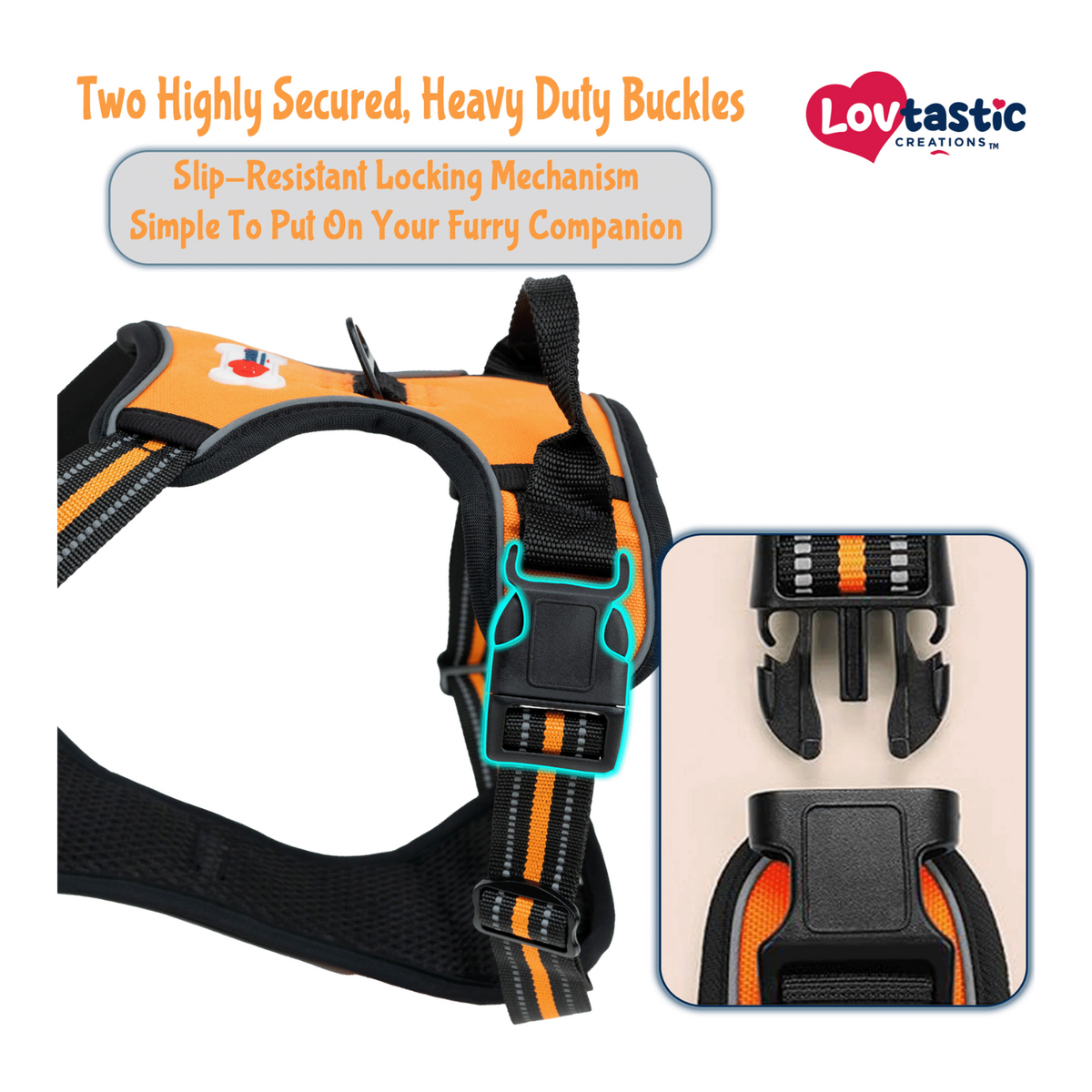 Lovtastic Creations® No-Pull Dog Harness - with Strong & Durable Dog Leash & Free Poopbag Holder 3pcs Set | Reflective No-Choke Pet Harness