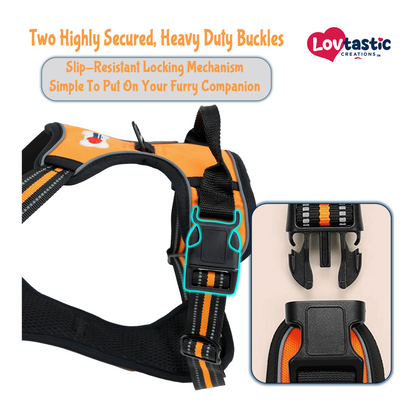 Lovtastic Creations® No-Pull Dog Harness - with Strong & Durable Dog Leash & Free Poopbag Holder 3pcs Set | Reflective No-Choke Pet Harness