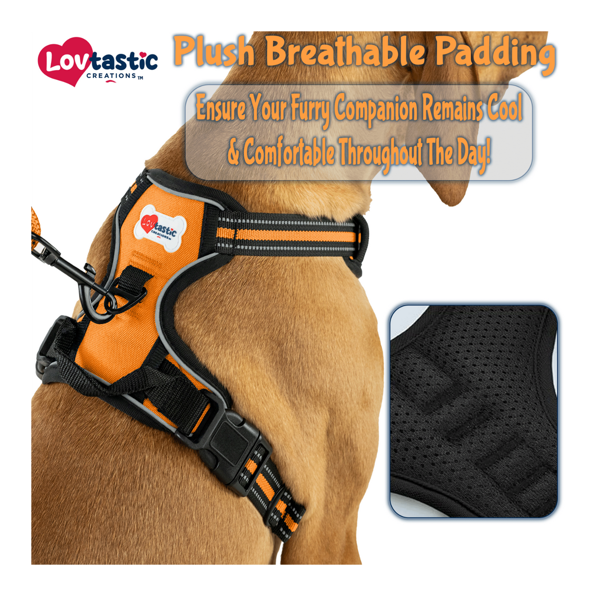 Lovtastic Creations® No-Pull Dog Harness - with Strong & Durable Dog Leash & Free Poopbag Holder 3pcs Set | Reflective No-Choke Pet Harness