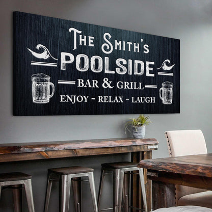 Personalized Poolside Bar And Grill Sign