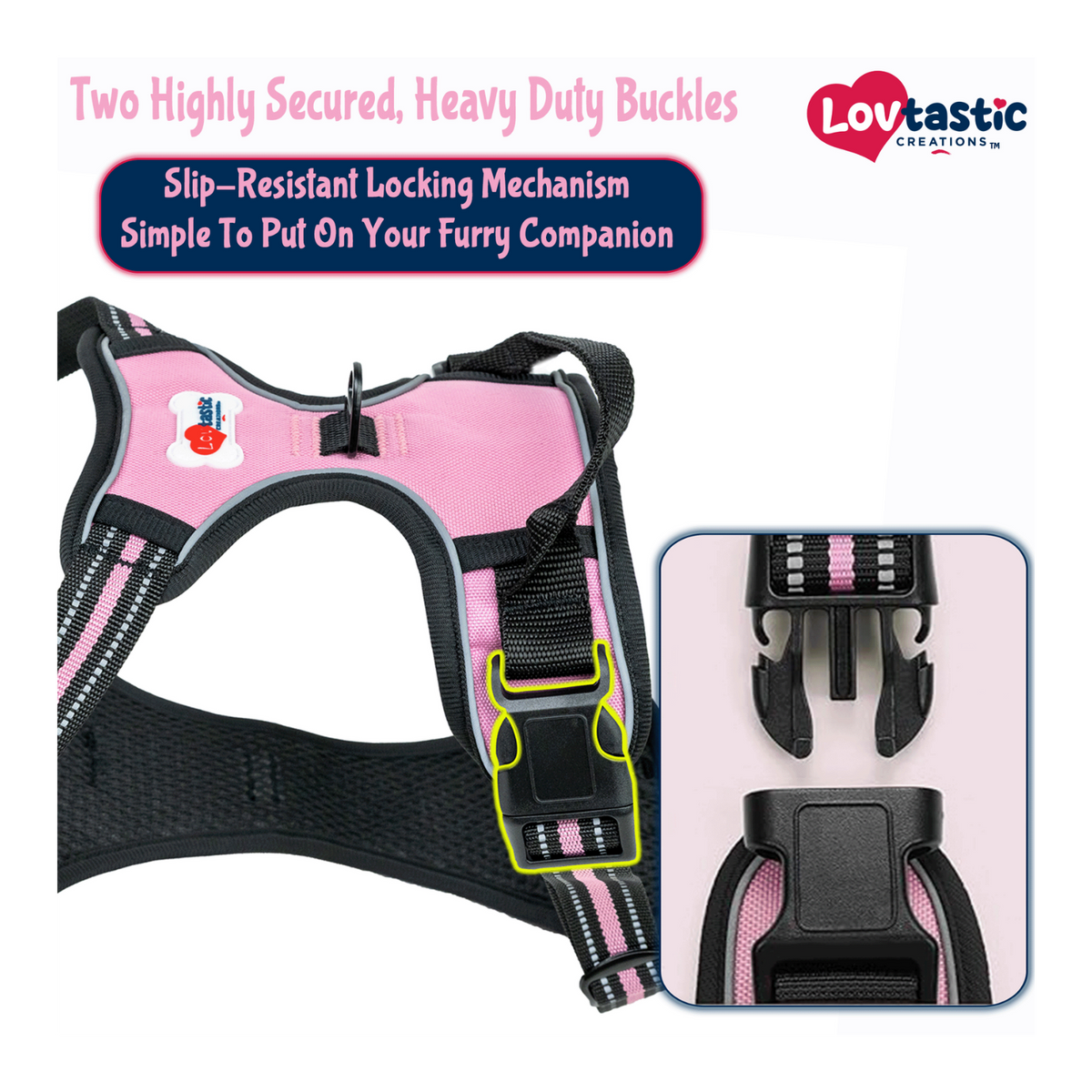Lovtastic Creations® No-Pull Dog Harness - with Strong & Durable Dog Leash & Free Poopbag Holder 3pcs Set | Reflective No-Choke Pet Harness