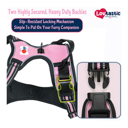 Lovtastic Creations® No-Pull Dog Harness - with Strong & Durable Dog Leash & Free Poopbag Holder 3pcs Set | Reflective No-Choke Pet Harness