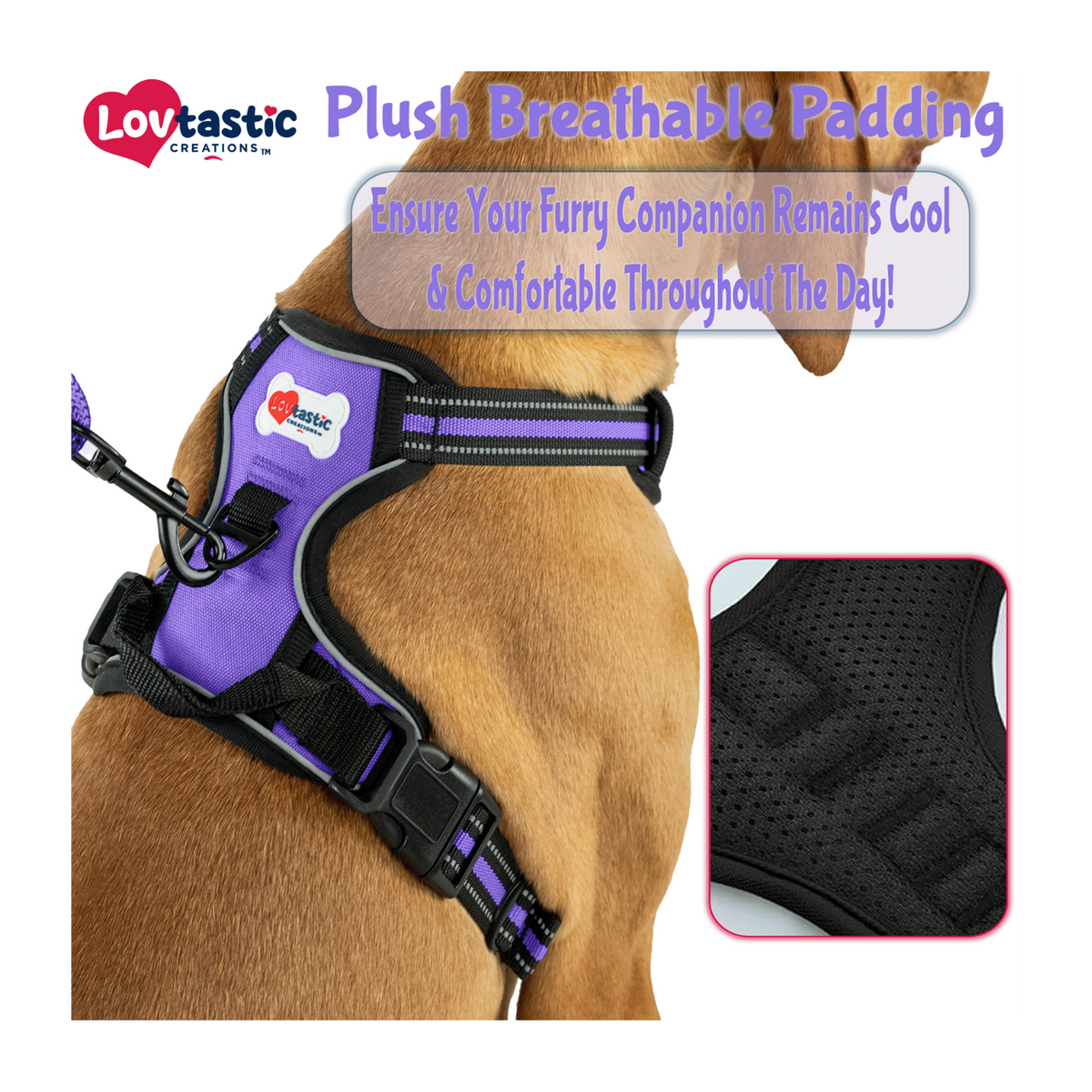 Lovtastic Creations® No-Pull Dog Harness - with Strong & Durable Dog Leash & Free Poopbag Holder 3pcs Set | Reflective No-Choke Pet Harness