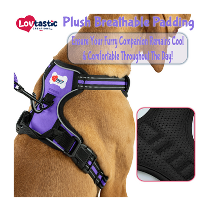 Lovtastic Creations® No-Pull Dog Harness - with Strong & Durable Dog Leash & Free Poopbag Holder 3pcs Set | Reflective No-Choke Pet Harness