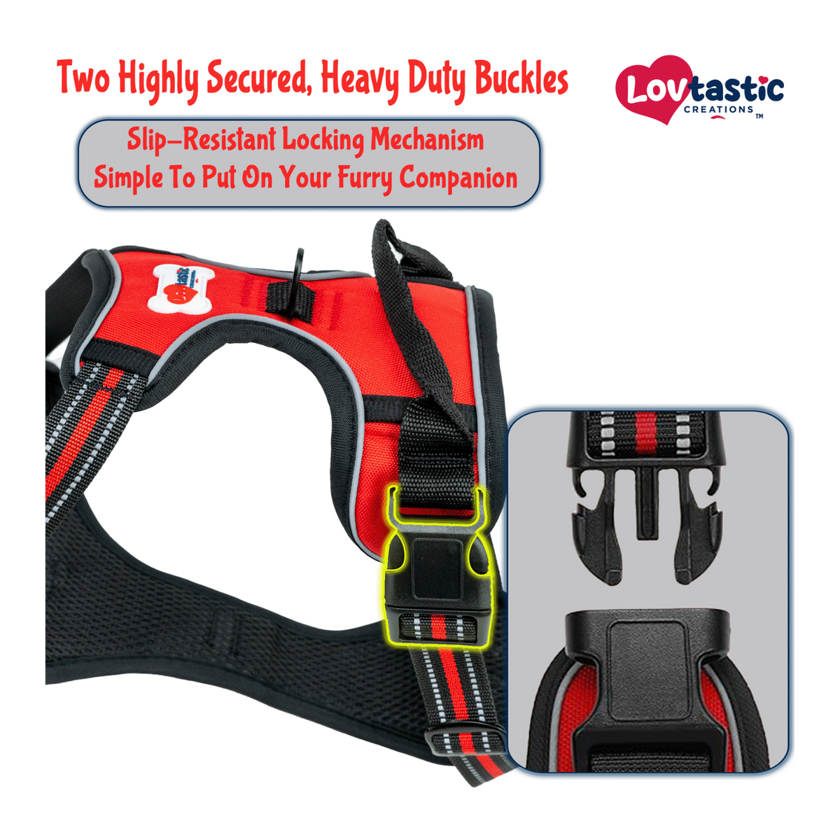 Lovtastic Creations® No-Pull Dog Harness - with Strong & Durable Dog Leash & Free Poopbag Holder 3pcs Set | Reflective No-Choke Pet Harness