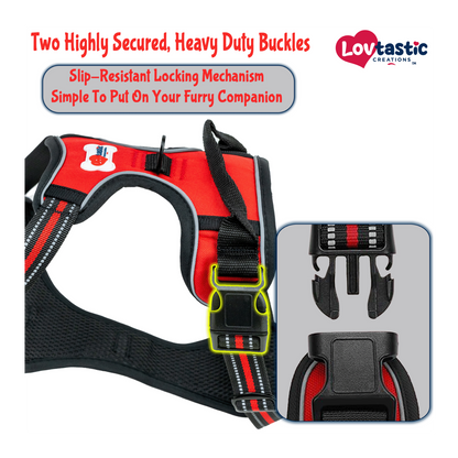 Lovtastic Creations® No-Pull Dog Harness - with Strong & Durable Dog Leash & Free Poopbag Holder 3pcs Set | Reflective No-Choke Pet Harness