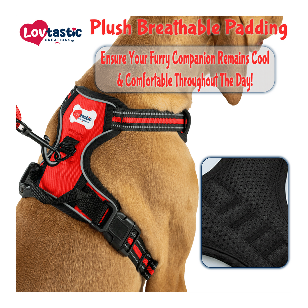 Lovtastic Creations® No-Pull Dog Harness - with Strong & Durable Dog Leash & Free Poopbag Holder 3pcs Set | Reflective No-Choke Pet Harness