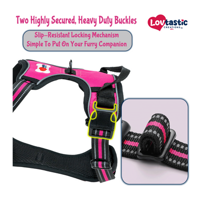 Lovtastic Creations® No-Pull Dog Harness - with Strong & Durable Dog Leash & Free Poopbag Holder 3pcs Set | Reflective No-Choke Pet Harness