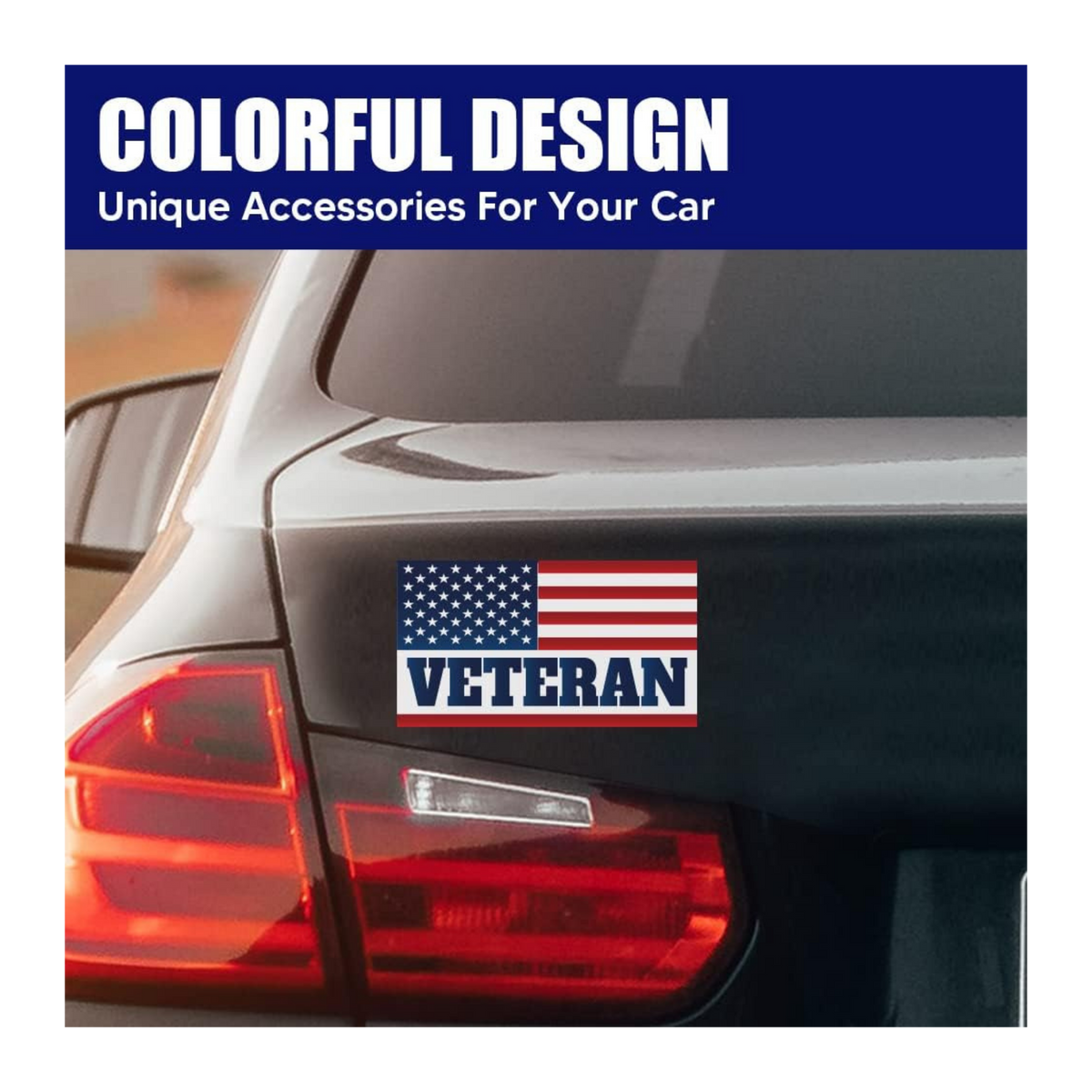 American Flag Veteran Car Magnet | Reflective Patriotic 7x4” Magnetic Sign