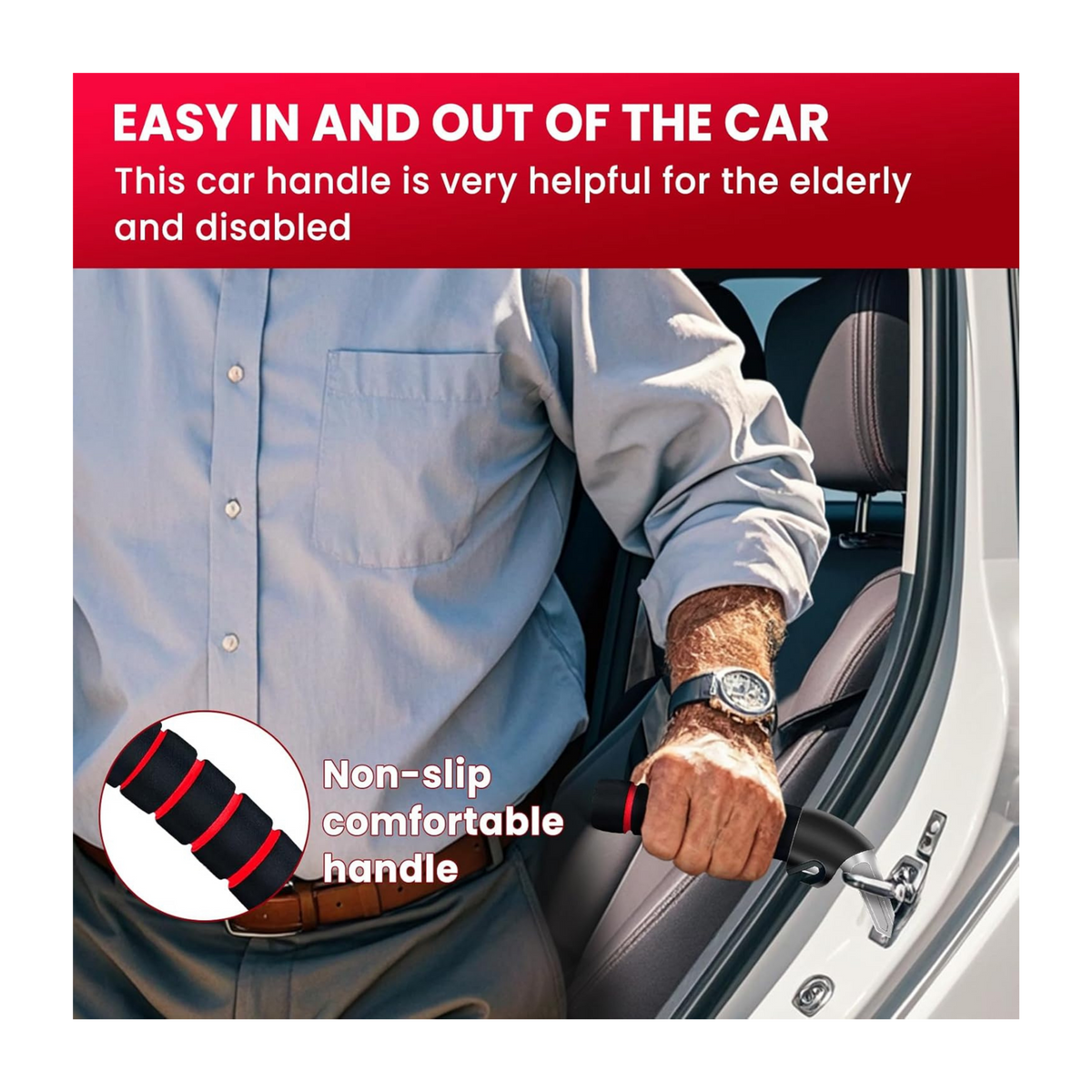 Car Door Assist Handle | Elderly & Handicap Vehicle Support Grip Tool (400lb Capacity)