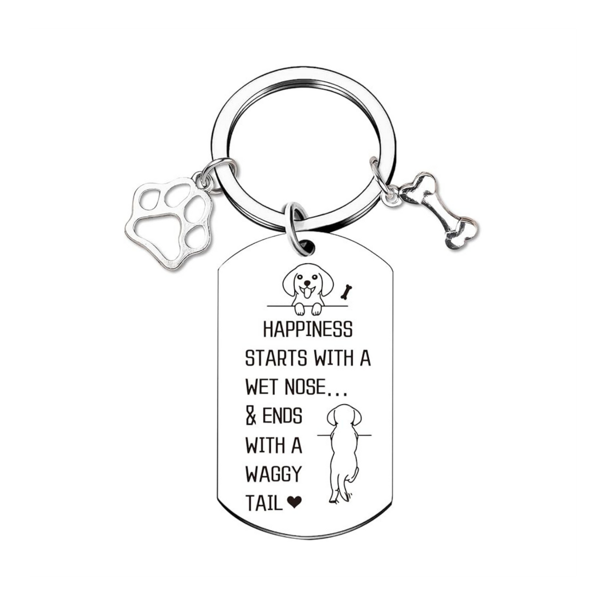 Dog Lover Keychain | “Wet Nose & Waggy Tail” Paw Charm Keyring